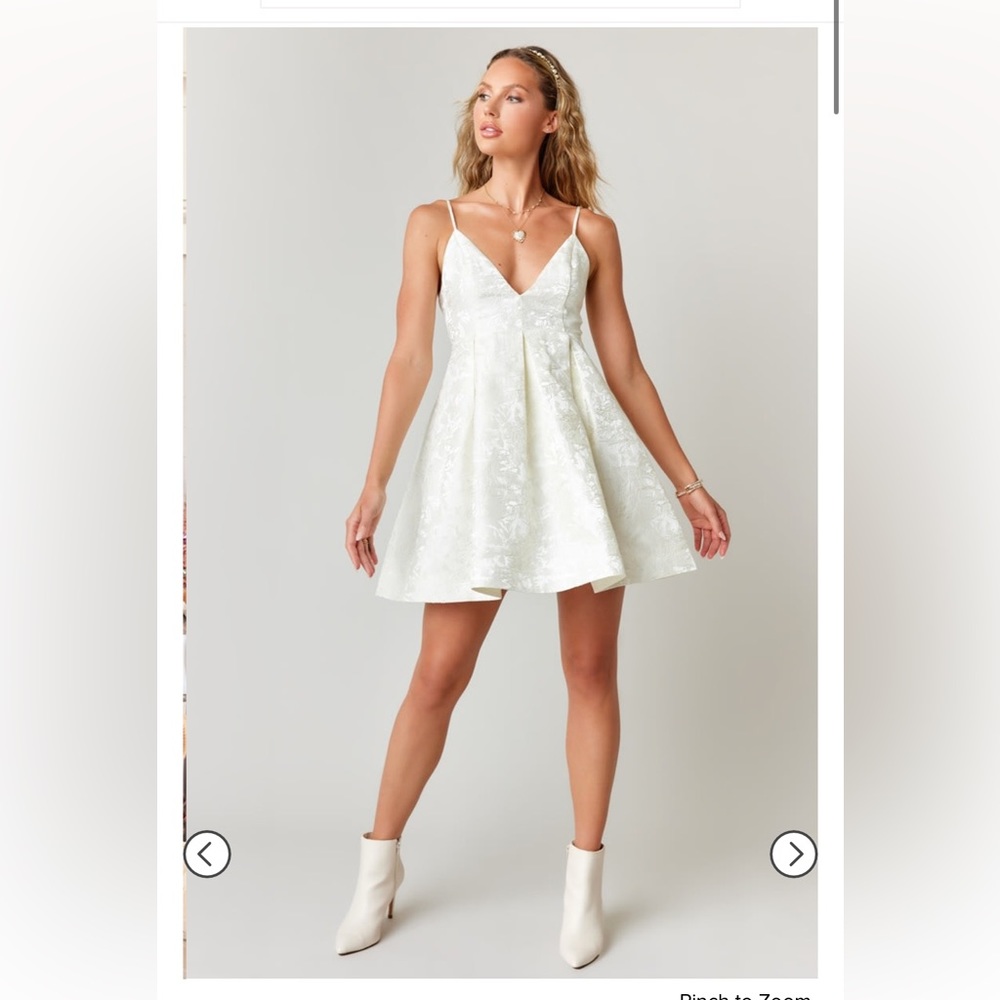 Francesca’s Reyna Jacquard Bridal Skater Mini Dress - Off White